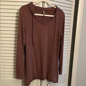 Color Thread Women's Brown Long Sleeve Hooded Top Maybe Sz S
